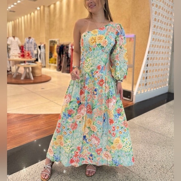 FARM Rio Dresses & Skirts - FARM Rio One-Shoulder Long Floral Dress Size M